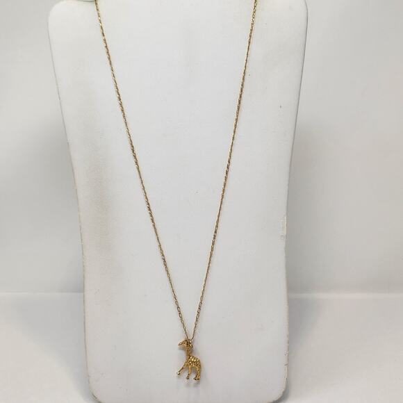 J Crew Giraffe Pendant 26 inch Chain Necklace Gold Tone Animal Fashion Jewelry - Picture 2 of 5